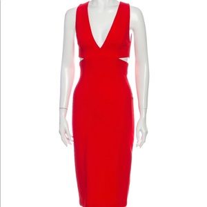 Alice and Olivia V-neck Cutout midi dress